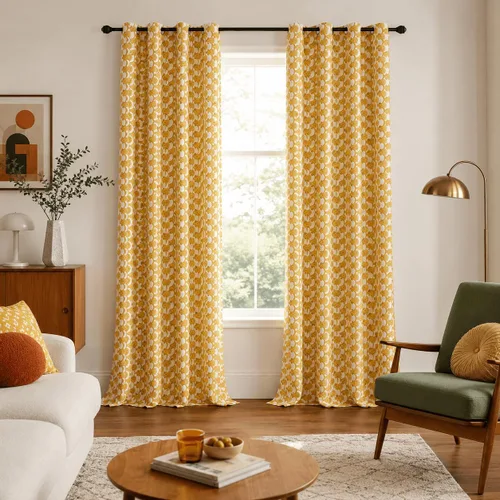 Vista 2 de VOGOL - Cortinas Boho, cortinas de ventana con aislamiento térmico y ojales para dormitorio y sala de estar, juego de 2 paneles, 52 x 63 pulgadas