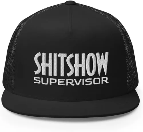 Vista 2 de Shit Show Supervisor - Gorra de camionero de alta calidad, gorra ajustable con corona alta, regalo divertido de broma