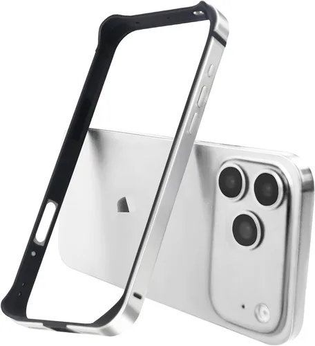 Vista 15 de Funda rígida delgada con marco de aluminio para iPhone 13 Pro, armadura de marco de metal con protección interior suave, protección de borde elevado