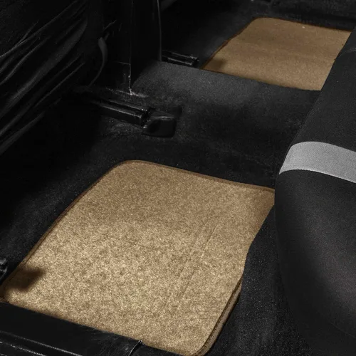 Vista 4 de FH Group Alfombrillas de coche – Ajuste universal combo de funda de asiento de coche pequeño, alfombrillas de piso beige protector de alfombra