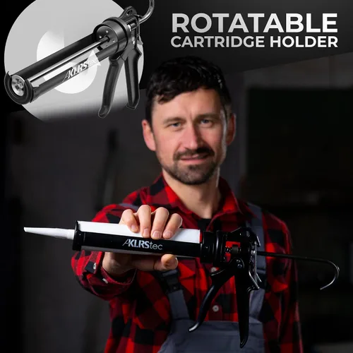 Vista 6 de KLRStec Pistola de calafateo profesional [relación de empuje 25:1] Pistola de calafateo resistente para todos los cartuchos estándar de 10 onzas
