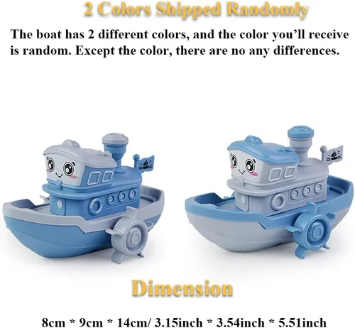 Vista 7 de Juguete de baño de barco de vapor de cuerda para bañera, juguete de bañera de vapor, juguete de agua, mecánica, barco, piscina, juguete