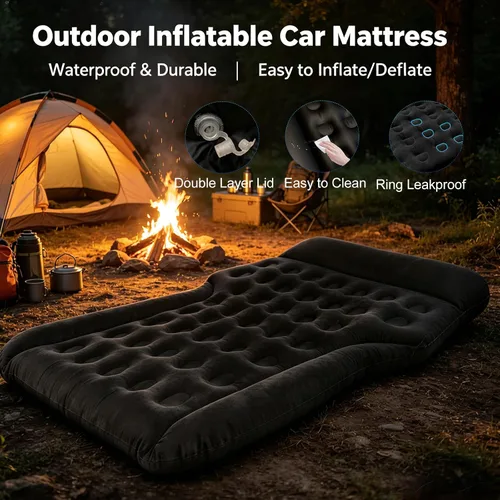 Vista 5 de SUV Air Mattress, Inflatable Car Mattress Full Size Airbed for Trunk Black