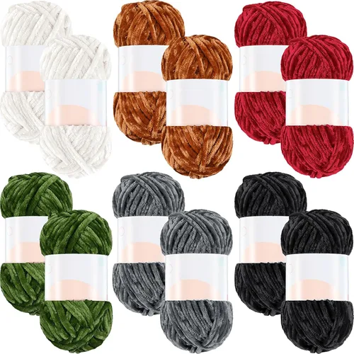 Vista 8 de Xinnun 12 madejas 1116 yardas hilo de felpilla de terciopelo suave grueso de felpa a granel para crochet tejer manta manualidades DIY tejido, 6mm
