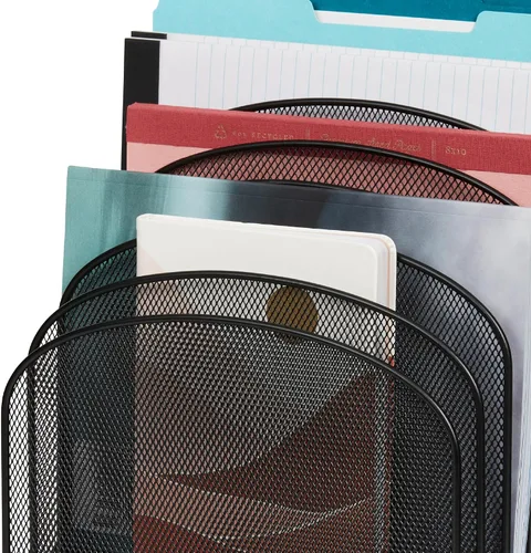 Vista 8 de Safco Onyx Organizador de escritorio, 8 compartimentos verticales escalonados, buzón de oficina y aula, clasificador de papel y correo, malla