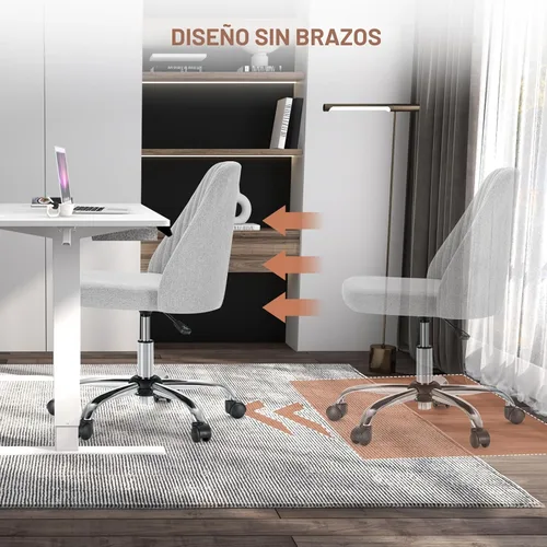 Vista 7 de DUMOS Silla de oficina, cómoda silla de escritorio giratoria con ruedas, asiento ancho, sin brazos, altura ajustable, para el hogar, dormitorio