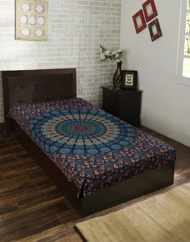 Vista 7 de Tapiz para pared con diseño hippie de mandala, bohemia e hindú Azul y verde