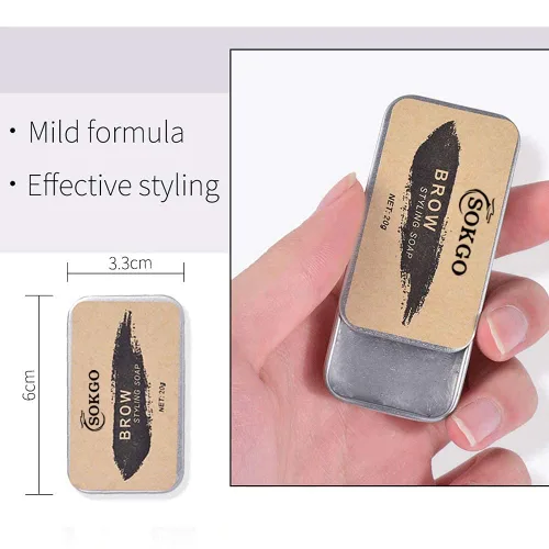 Vista 3 de Jabón para cejas, Jabón para peinar cejas 3D, Gel transparente para cejas con cera natural y duradera para cejas