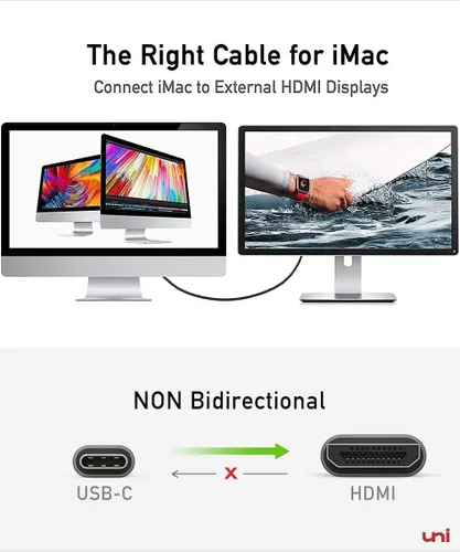 Vista 7 de uni Cable USB C a HDMI de 10 pies 4K a 60 Hz, cable USB tipo C a HDMI de aluminio resistente (compatible con Thunderbolt 3/4) con Samsung S8-S23