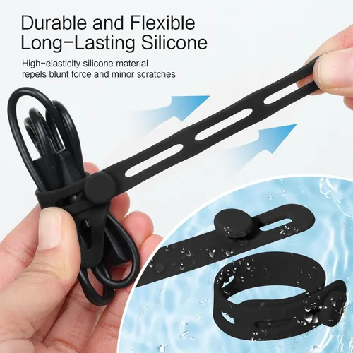 Vista 4 de Donruby 24 bridas de silicona – Reutilizables y lavables con hebillas de bloqueo, correas ajustables de organización de cables, organizador de Blanco