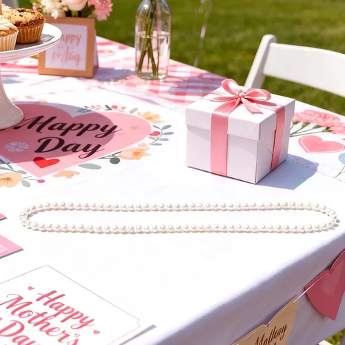 Vista 6 de WEOXPR Collares de perlas de imitación blancas a granel, collar de cuentas de Mardi Gras, collares de perlas de imitación de 32 pulgadas para mujer
