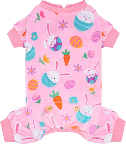 Vista 15 de KYEESE - Pijama de terciopelo para perros, con patrón de patos amarillos, ropa elástica y suave para cachorros y perros pequeños, mameluco cómodo