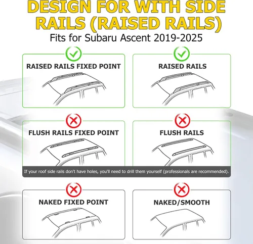Vista 2 de AUXMART Barras transversales de techo para Subaru Ascent 2019-2026 con rieles laterales elevados, barras transversales de aluminio antirrobo