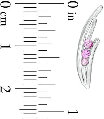 Vista 3 de 0.20 CT redondo creado zafiro rosa tres piedras orugas oro blanco 14K