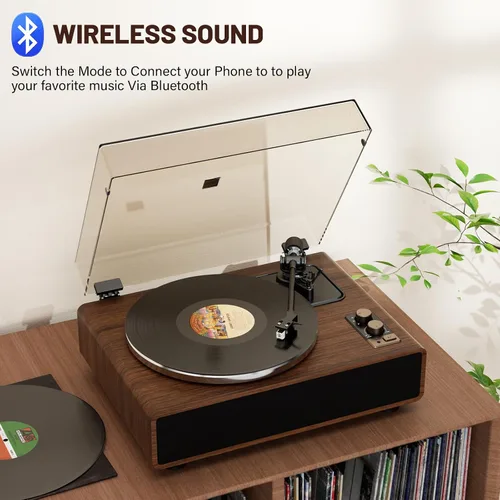 Vista 10 de FEKTIK Vinyl Record Player with Magnetic Cartridge and Built-in Speakers