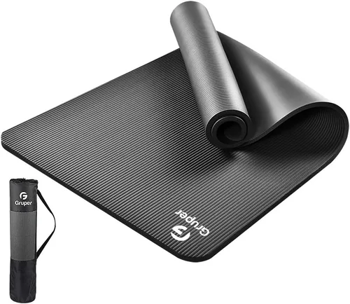 Vista 14 de Gruper Esterilla de yoga antideslizante NBR extra gruesa, 72 pulgadas de largo x 32 pulgadas/24 pulgadas de ancho x 0.6 pulgadas de grosor