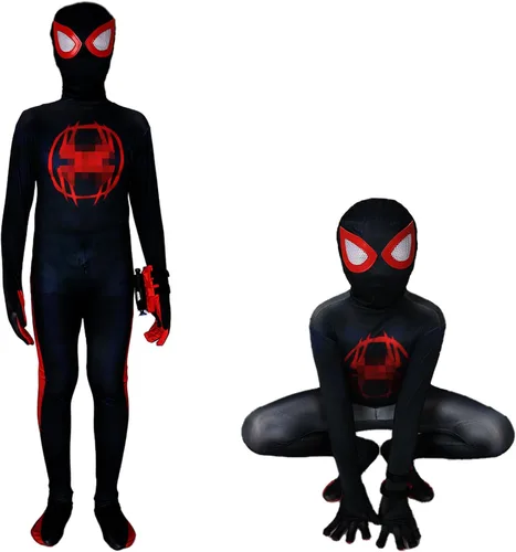 Vista 5 de KUGVDI Disfraz de superhéroe para niños, traje de elastano para Halloween, estilo 3D, overol de cosplay