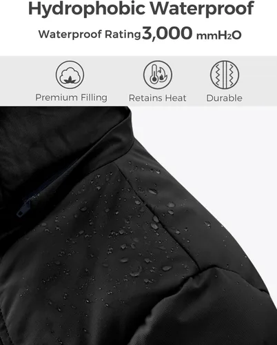 Vista 5 de wantdo Abrigo de invierno acolchado largo para mujer, chaqueta acolchada con capucha de piel sintética