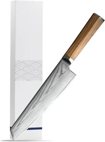 Vista 8 de Cuchillo de chef japonés de 8 pulgadas, cuchillo de chef profesional ultra afilado, cuchillo de cocina japonés de 9 capas VG-10 revestido, cuchillo