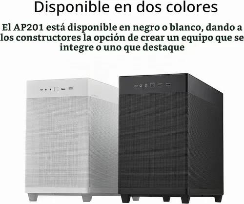 Vista 8 de Cajas de PC ASUS Prime AP201 de 33 litros Micro ATX color negro con paneles laterales sin herramientas y malla de filtro cuasi, con soporte