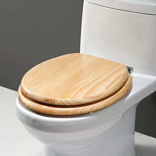 Vista 8 de Asiento de inodoro universal de madera con tapa, cómodos y fáciles de limpiar, diseño ergonómico de cierre lento, puede soportar 661.4 lbs