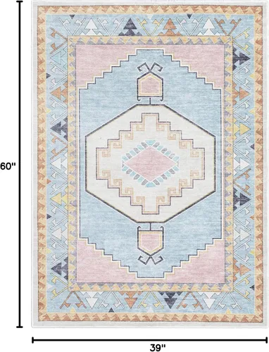 Vista 2 de Well Woven Alfombra Medallón Rosa 3'3" x 5' Colección Apollo Kids