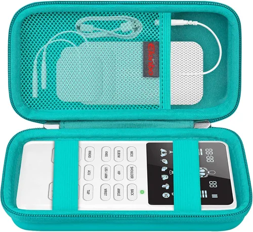 Vista 8 de Elonbo Estuche de transporte para máquina estimuladora muscular Etekcity TENS, bolsa organizadora de viaje dura para masajeador de pulso eléctrico