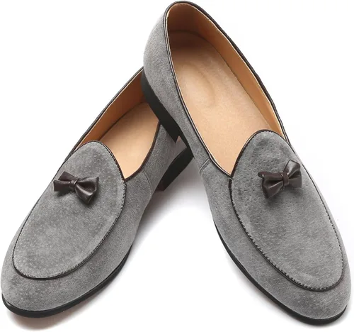 Vista 5 de Mocasines para hombre deslizarse en zapatos de conducción para hombre mocasín de terciopelo fumar zapatilla con lazo