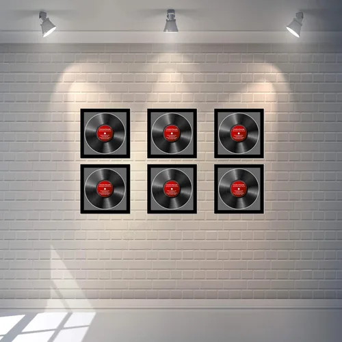 Vista 5 de Creative Picture Frames 4Pk-Lp12.5X12.5Bk-B Lp - Marco para álbum de vinilo con paspartú negro, inserto de disco Lp, vidrio y colgador de pared