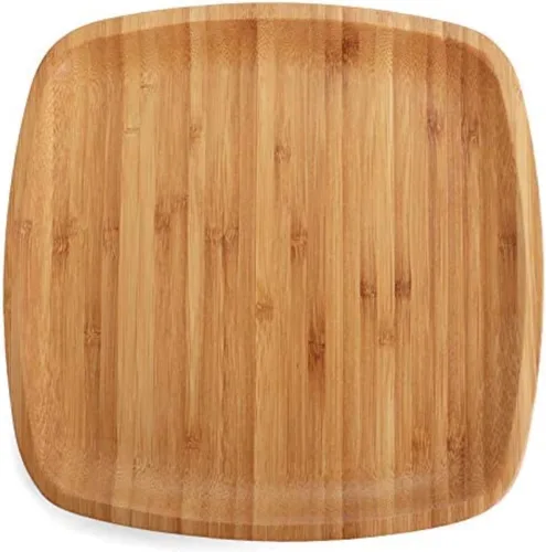 Vista 8 de Juego de platos de bambú de 8 pulgadas, platos reutilizables de bambú, platos cuadrados de bambú, platos de madera, platos llanos de bambú, juego