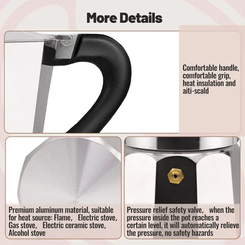 Vista 23 de Cafetera clásica de aluminio para 3 tazas Azul