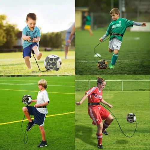 Vista 3 de Entrenador de fútbol/voleibol/rugby, patada y lanzamiento de fútbol, ayuda de entrenamiento para práctica en solitario, control de habilidades
