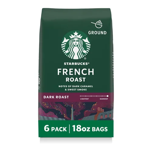 Vista 55 de Starbucks Café de tierra asado oscuro asado francés, bolsa de 28 onzas Café molido 100% arábigo; tostado francés tostado oscuro; 1 bolsa, 28 onzas