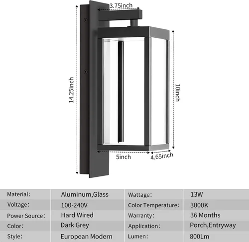 Vista 9 de Accesorios de Lámparas de Pared para Exteriores, Accesorios de Luz para Exteriores de Montaje en Pared, Iluminación de Aplique de Pared