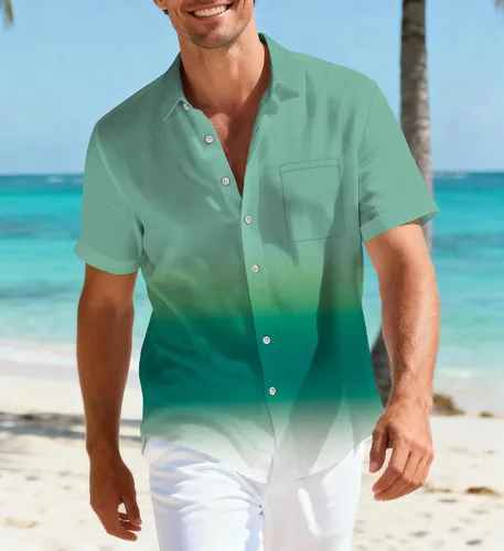 Vista 16 de Camisas hawaianas para hombre, casual, manga corta, con botones, tropical, verano, playa, con bolsillo Camisas de bolos negras para hombre