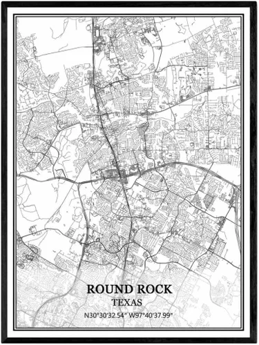 Vista 13 de Póster de pared de Port Arthur Texas, Estados Unidos América Mapa, impresión sobre lienzo, sin marco, moderno mapa blanco y negro BKWH-01864