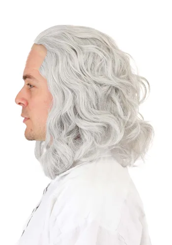 Vista 3 de Peluca Clásica para Disfraz de Adulto de Ben Franklin Multicolor
