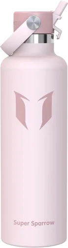 Vista 35 de Super Sparrow Botella de Agua Aislada - 17 Oz / 25 Oz / 34 Oz - Frasco FlipFlow de Boca Estándar - Libre de BPA, Botella a Prueba de Fugas