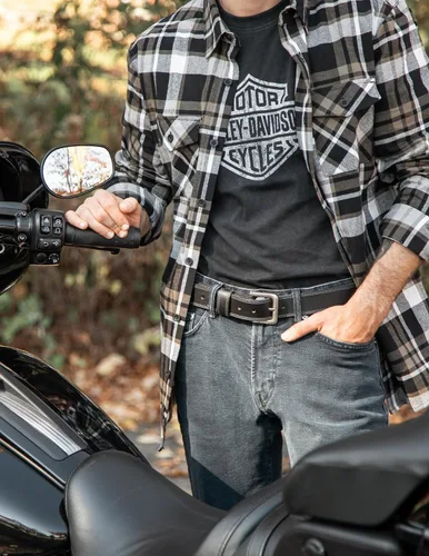 Vista 5 de Harley-Davidson Cinturón de cuero de 1.496 in para hombre Negro (doble costura)