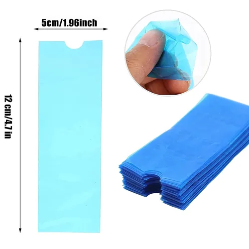 Vista 2 de 200pcs cubiertas azules de la pluma del tatuaje, mangas plásticas desechables para bolígrafos estándar de la máquina