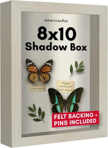 Vista 9 de Americanflat Marco de caja de sombra de 5 x 7 con vidrio inastillable, colección Silhouette - Caja de sombra pequeña para exhibición de mesa y pared