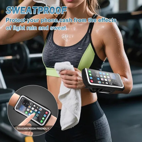 Vista 5 de Brazalete para correr en el antebrazo, resistente al sudor para correr, se adapta a teléfonos de 7 pulgadas Armband cell phone holder with Card