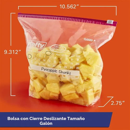 Vista 2 de Hefty Slider - Bolsas de almacenamiento para calendario, tamaño de galón, 30 unidades (paquete de 4), 120 en total Bulk Pack, Gallon Plastic Bags