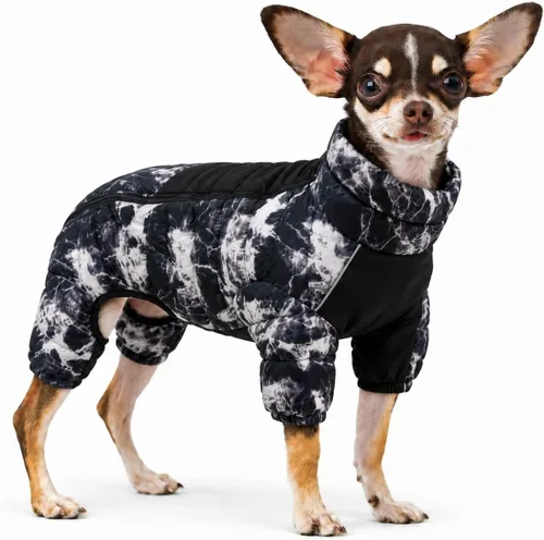 Vista 17 de Suéter para Perro ArmyGreen, Resistente al Viento, Reflectante - Chaqueta de Invierno Dirigible para S, M, L - Cremallera, Tallas Ajustables Verde