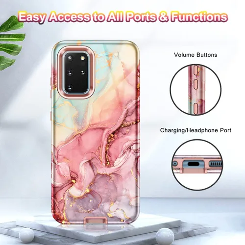 Vista 8 de Btscase Funda para Samsung S20 Plus/S20+, mármol 3 en 1, resistente a prueba de golpes, cuerpo completo, policarbonato duro y suave, protección
