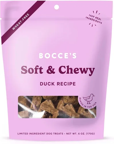 Vista 14 de Bocce's Bakery Bac'n Nutty - Golosinas suaves y masticables para perros, sin trigo con sabor a mantequilla de maní y tocino, galletas naturales