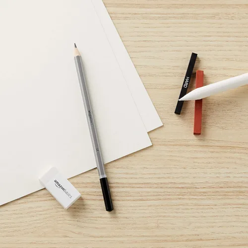 Vista 4 de Amazon Basics - Juego de lápices para bocetos y dibujos, 816 unidades (17 paquetes de 48), carbón, negro, blanco