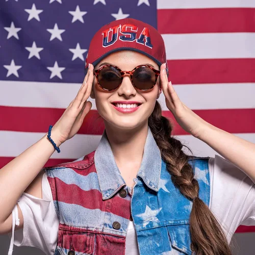 Vista 5 de Zhanmai 4 sombreros de Estados Unidos para hombres, gorra de béisbol con bandera estadounidense, sombrero táctico patriótico, ajustable, bordado