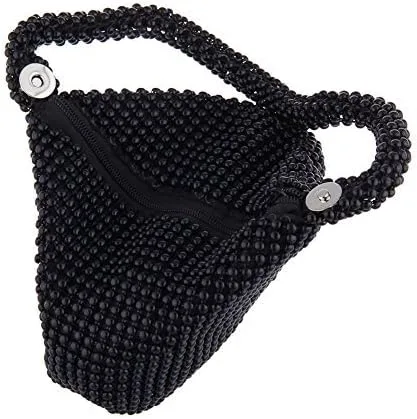 Vista 5 de ELEOPTION - Bolso de mano para mujer, diseño triangular, ideal para fiestas o graduaciones, negro