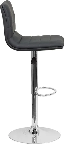 Vista 7 de Flash Funiture silla de bar ajustable con base cromada, Vinilo, Gris